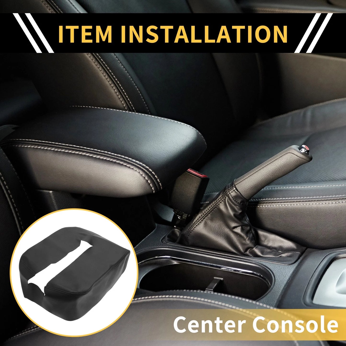 Center Console Cover for Chevrolet Silverado 1500 Microfiber Leather Black