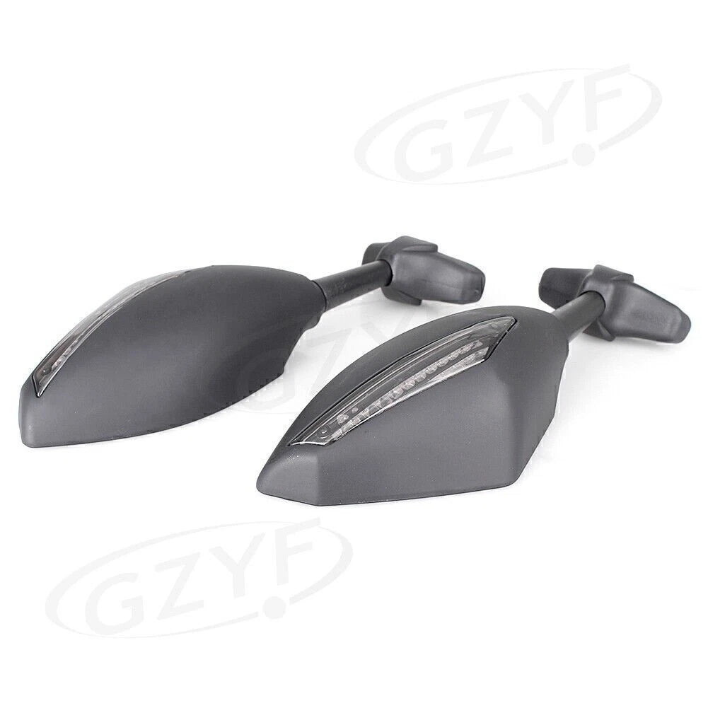 Rearview Mirrors w/ Amber Lights for Kawasaki Suzuki Yamaha Universal