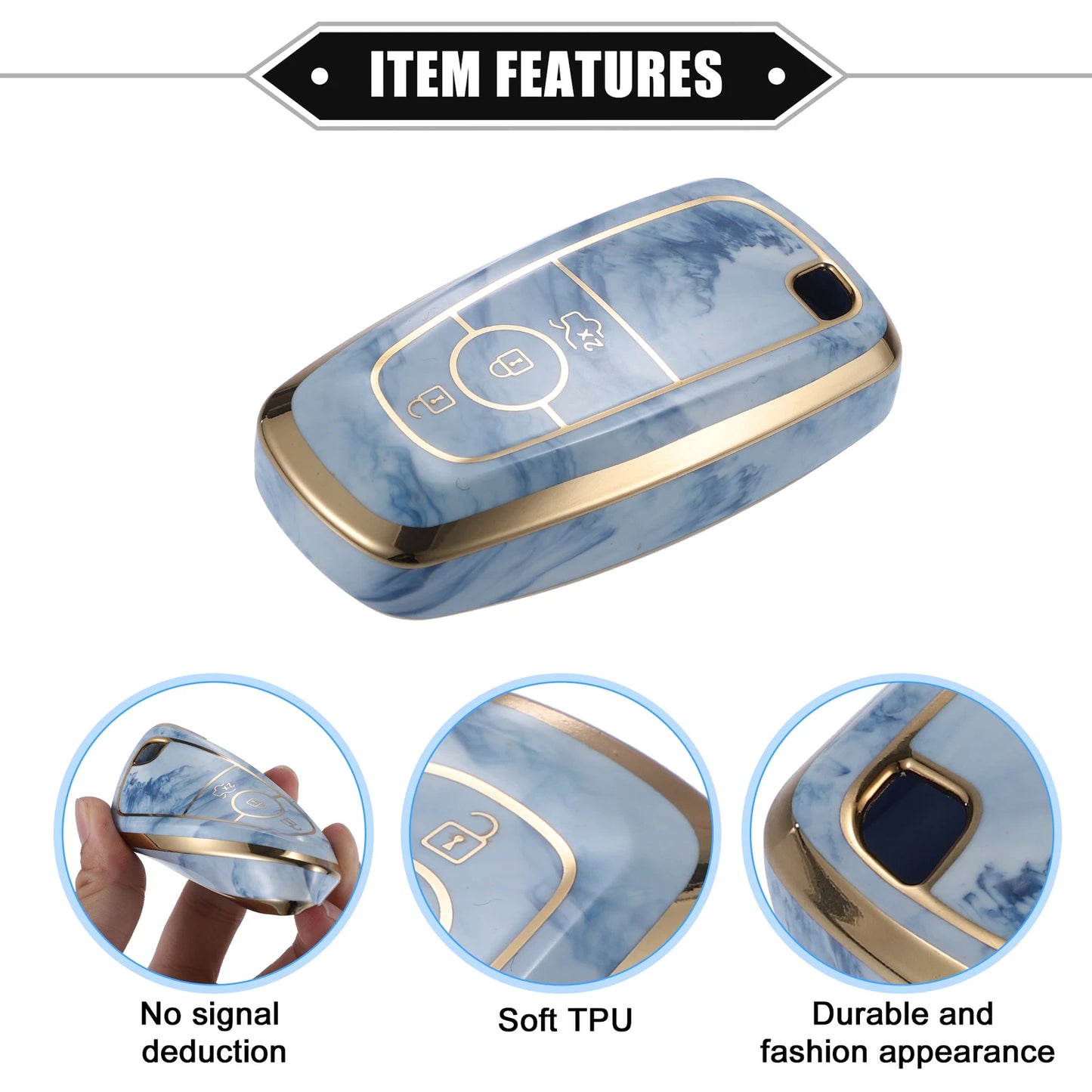 3 x Button TPU Key Fob Cover Case for Ford Explorer, Ecosport, Mustang (2020-2023)
