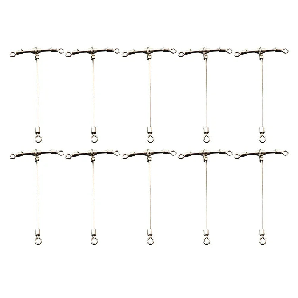 Boat Fishing Swivels 10pcs T-Shape Rolling Connector with Glow Beads for Catfish