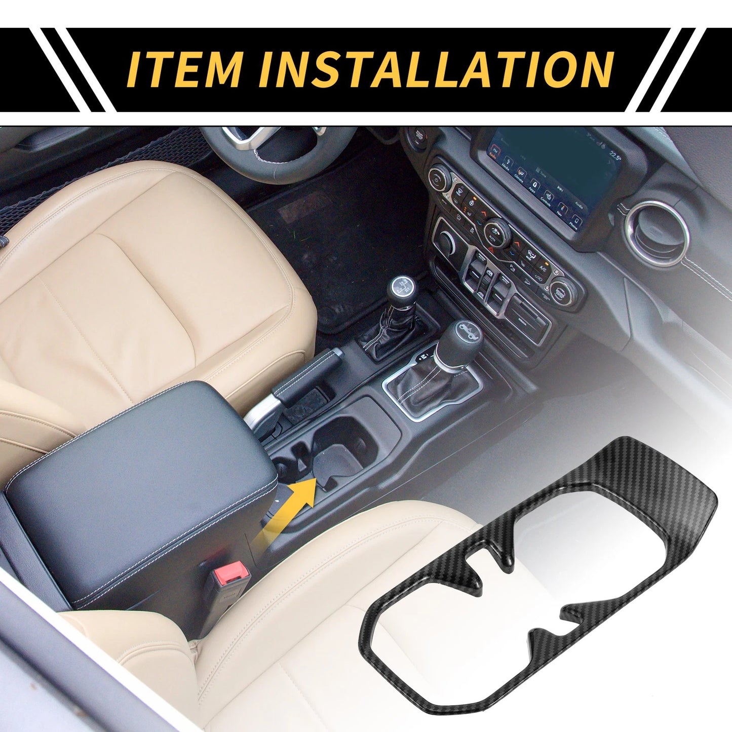 Cup Holder Cover Trim for Jeep Gladiator JT (2020-2023) - Carbon Fiber Black