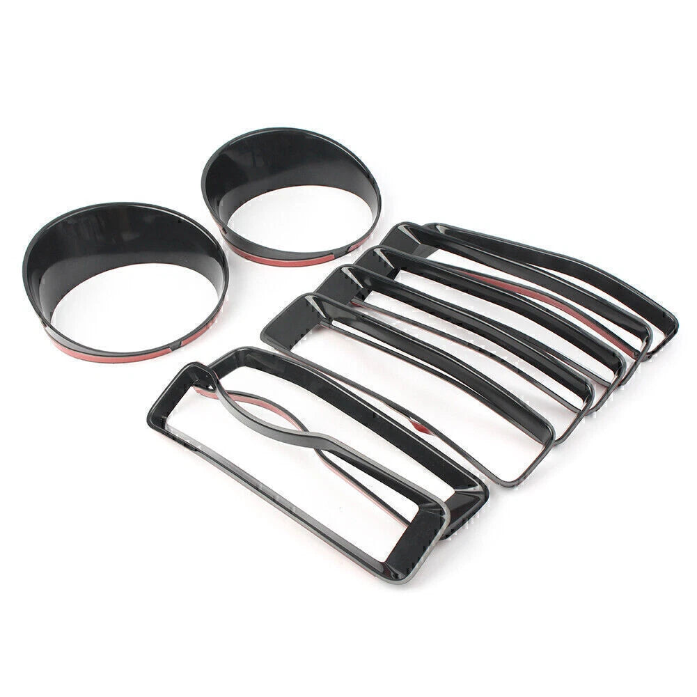 Black Front Grill Insert Headlight Trim Covers for Jeep Wrangler JL (2018)