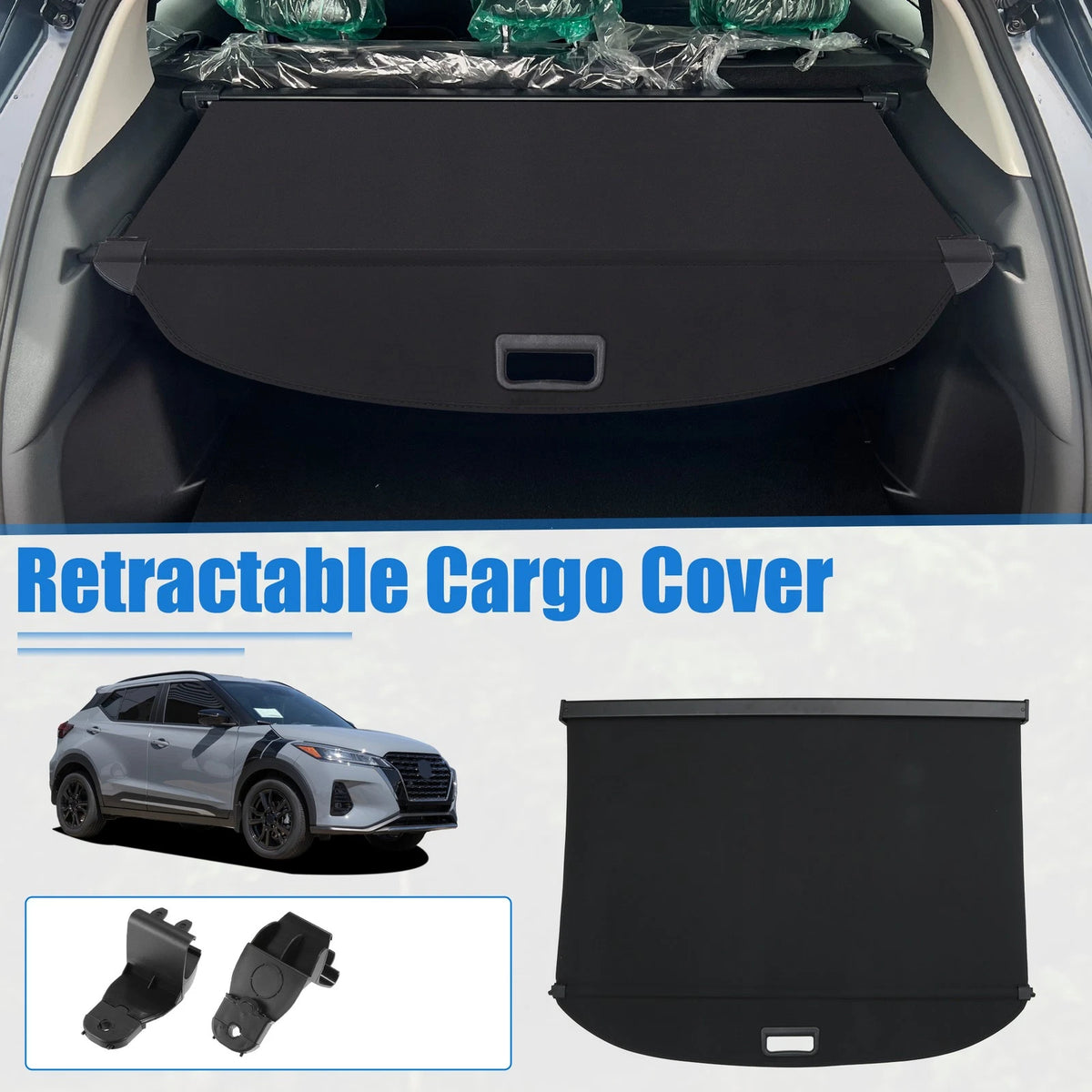 Retractable Cargo Cover for Nissan Kicks 2018-2023 SUV Rear Trunk Shade