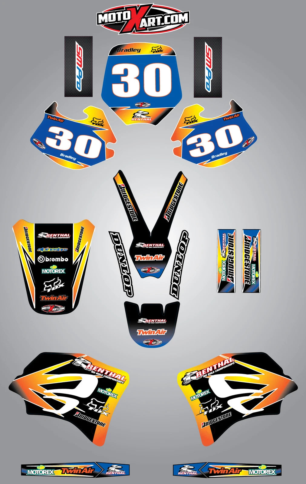 Custom Graphics Full Kit SUNRISE Stickers for KTM 65 (1998-2001)