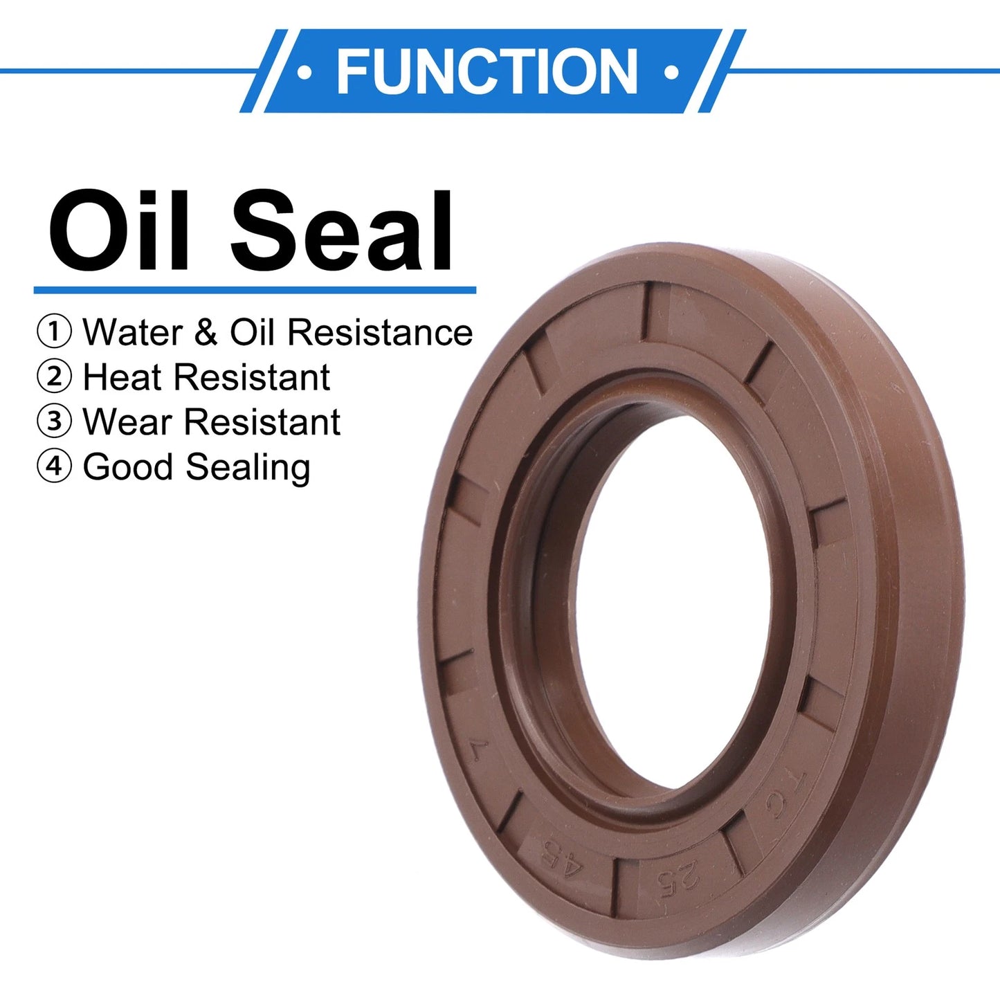 2 x Oil Seal Seal Ring Rotary Shaft Seal 25x45x7mm Brown FKM Rubber for Car