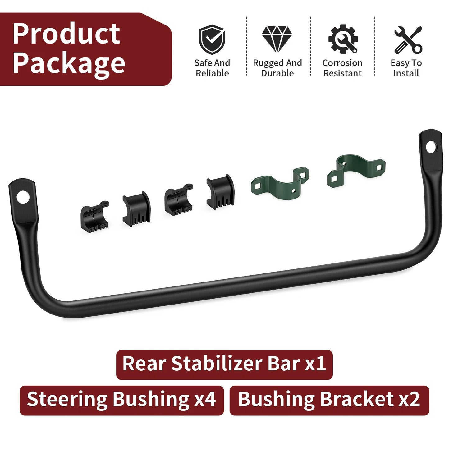 Rear Stabilizer Bar w/ Bushing Bracket for Polaris Sportsman Scrambler 850/1000 (2012–2014)