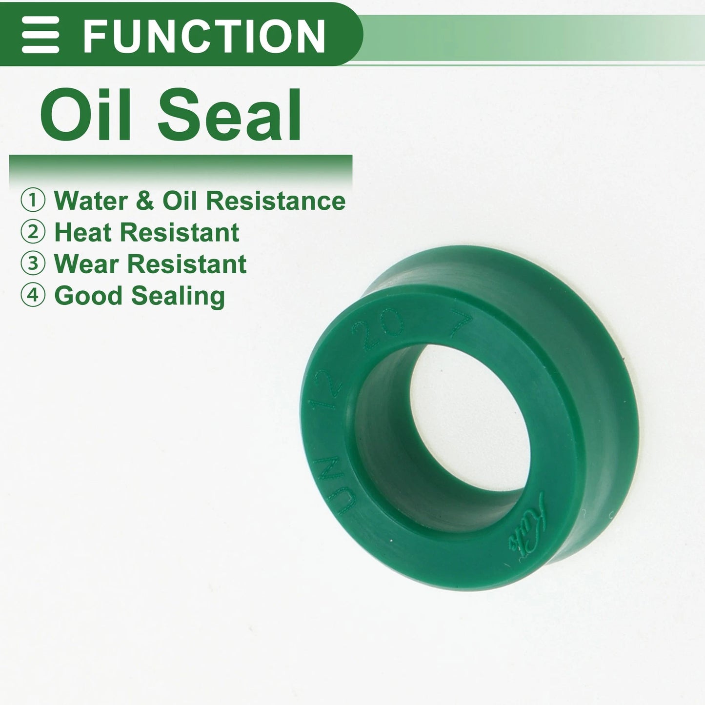 Oil Seal Seal Ring Rotary Shaft Seal TPU 12x20x7mm High Pressure Green 5 Pcs