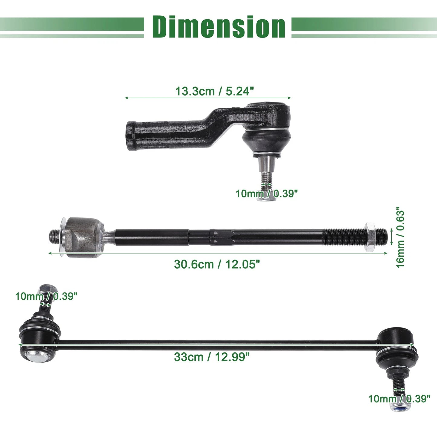 6pcs Front Suspension Kit Tie Rod Ends & Sway Bar Links for Ford C-Max (2013-2014)
