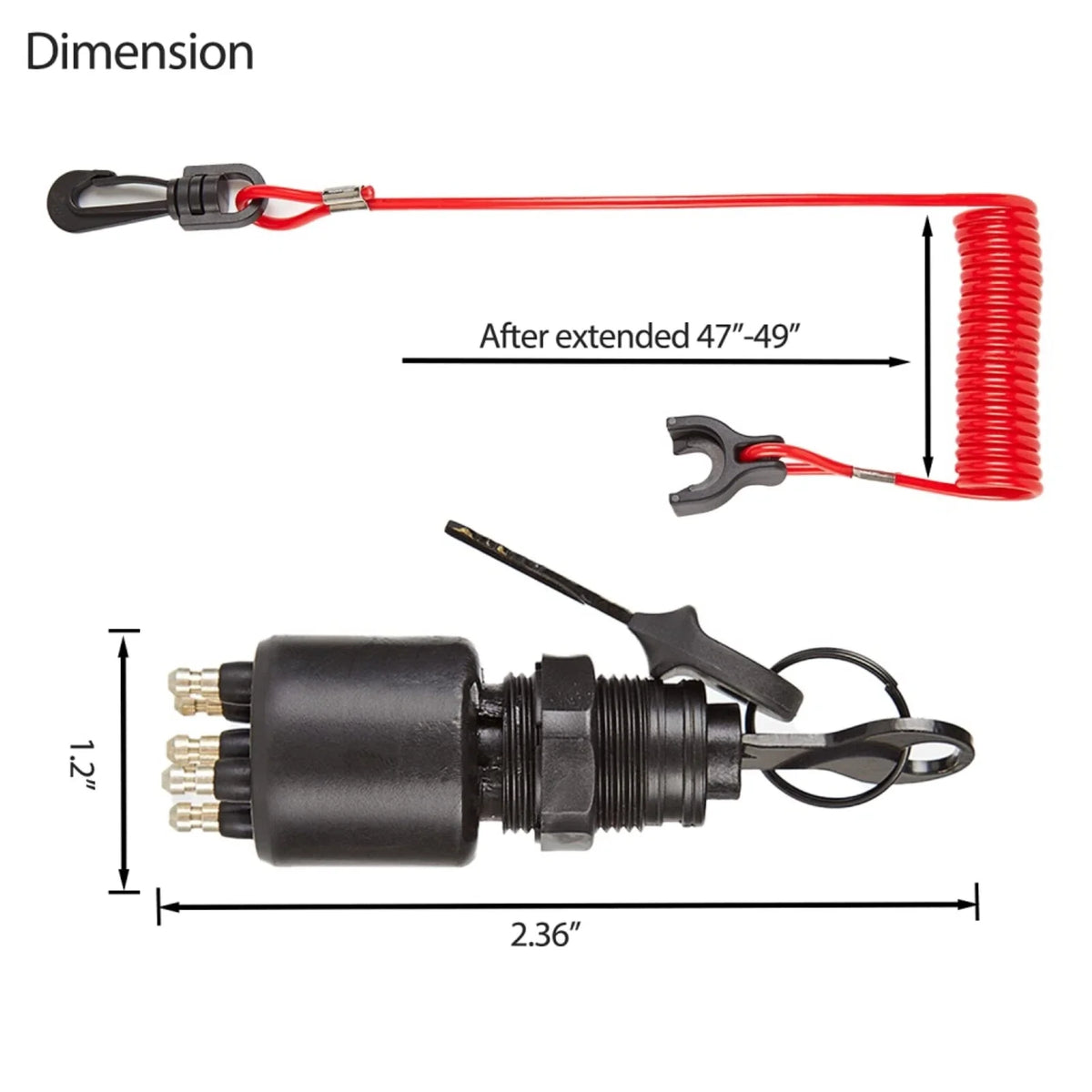 Ignition Switch Key w/Lanyard for Johnson/OMC/Evinrude Boat 40-200HP