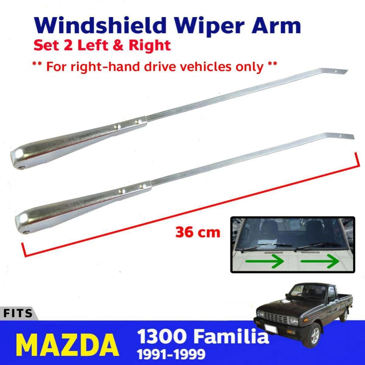 Windshield Wiper Arm Chrome L+R (RHD Fits Mazda 1300 Familia Pickup 1991-90 D07