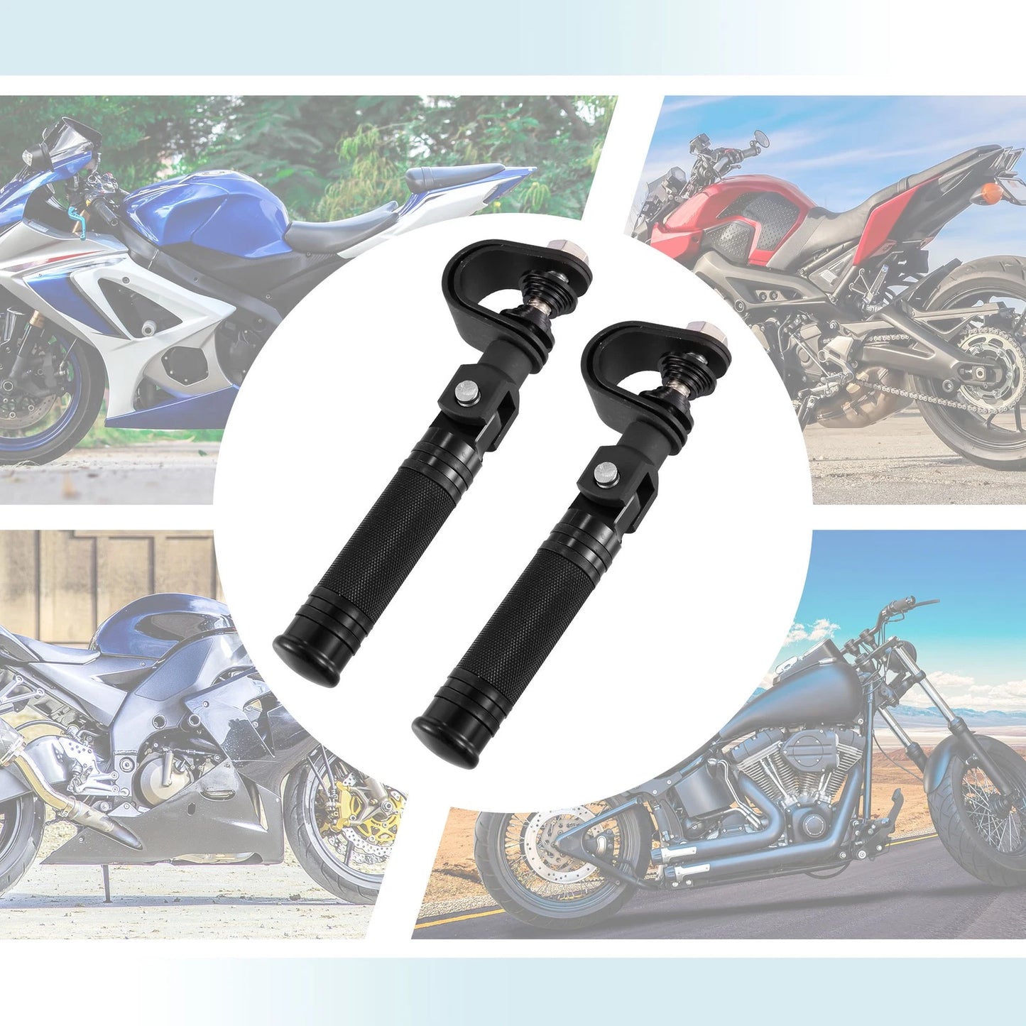 Pair Foot Pegs 1-1.25" 25mm-32mm Aluminum Alloy Black for Motorcycle
