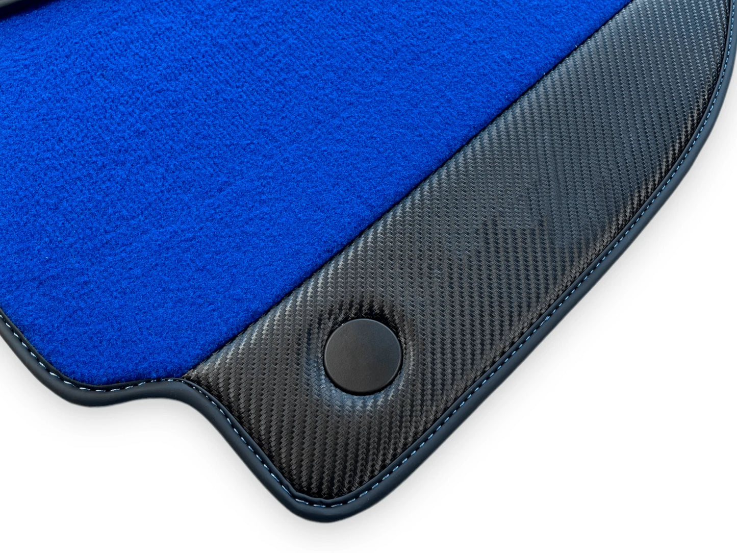 Blue Floor Mats for Ferrari 488 Spider (2015-2023) - Carbon Fiber Leather