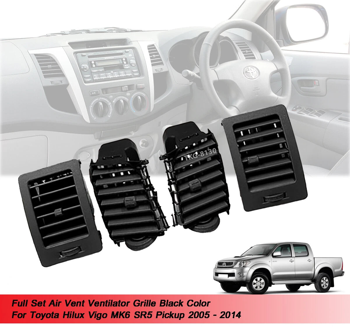 Air Vent Grille Black for Toyota Hilux Vigo (2005-2014)