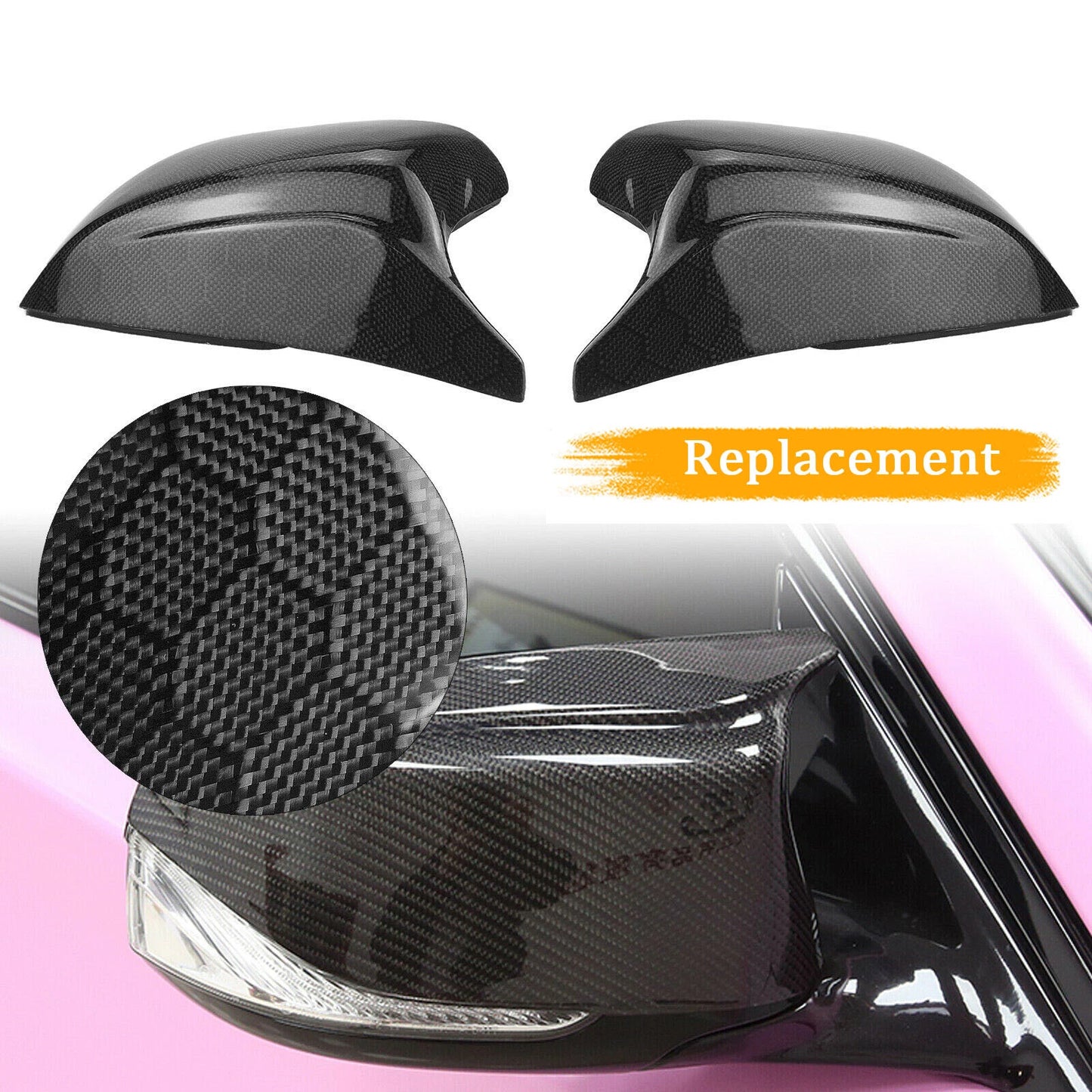 2 x Honeycomb Look Mirror Covers for 2014-23 Infiniti Q50 Q60 QX30 Q70