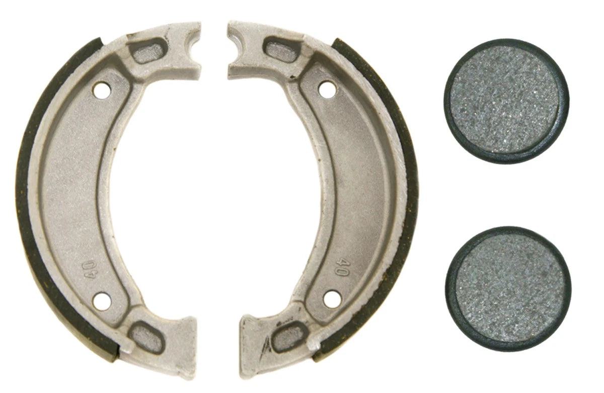 2 x Front Brake Shoes & Rear Brake Pads for Yamaha Tri-Moto 175–225