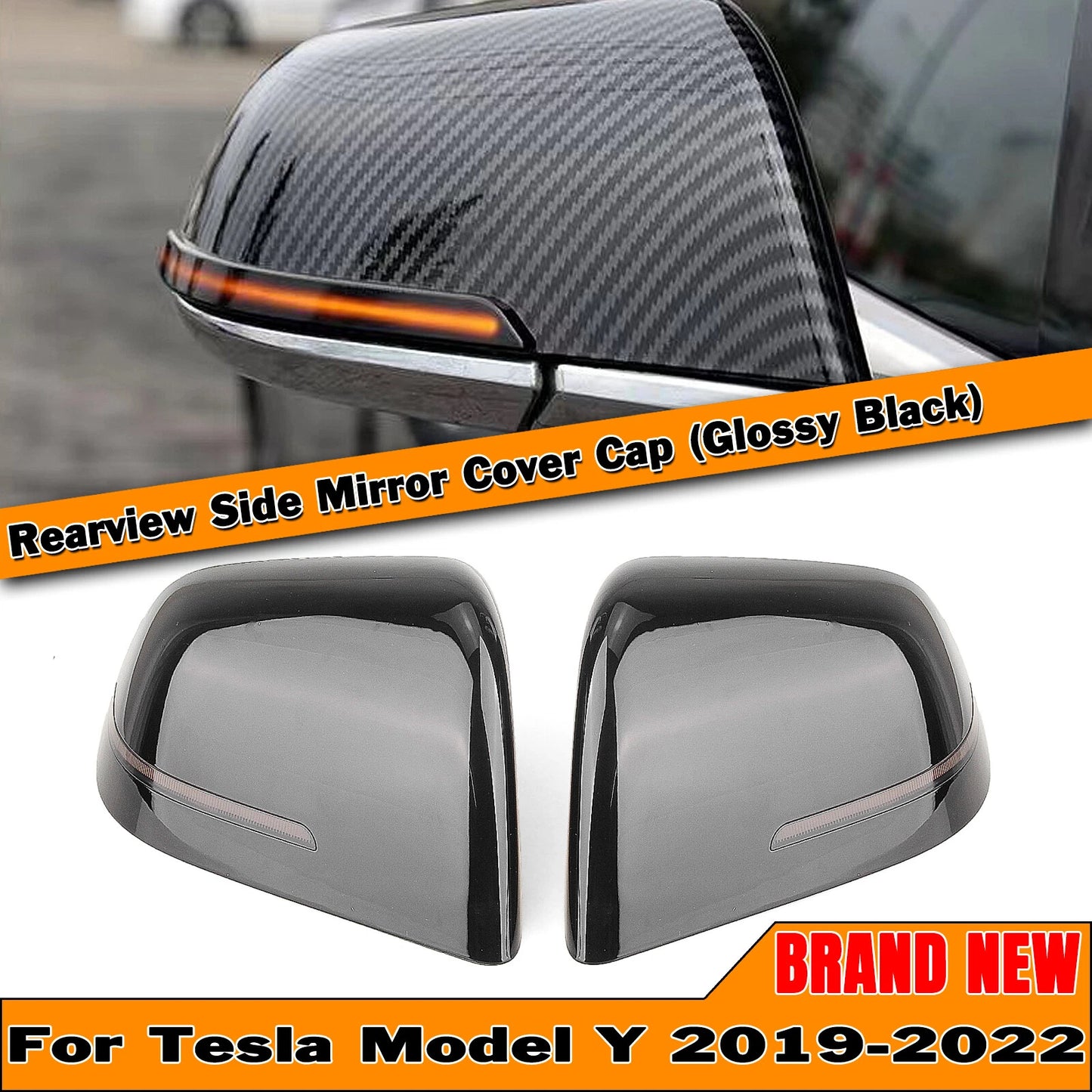 Rear Mirror Covers w/ LED Lights for Tesla Model Y (2019-2022)