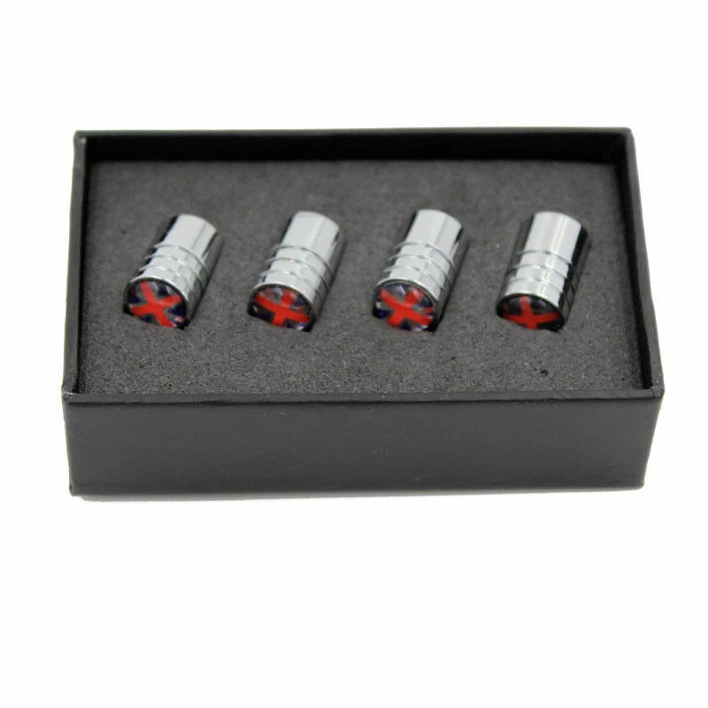 Union Jack Model Wheel Tire Tyre Valve Stem Air Cap Set Cover Universal