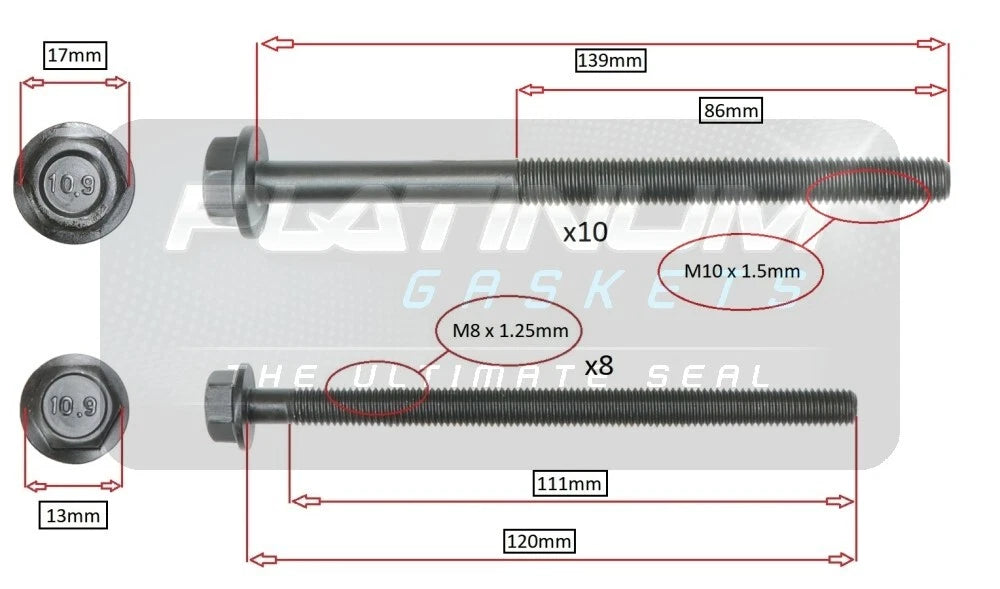CYLINDER HEAD BOLT SET for MAZDA BT50 BT-50 XT 2.2L P4AT DURATEC (2011–2015)