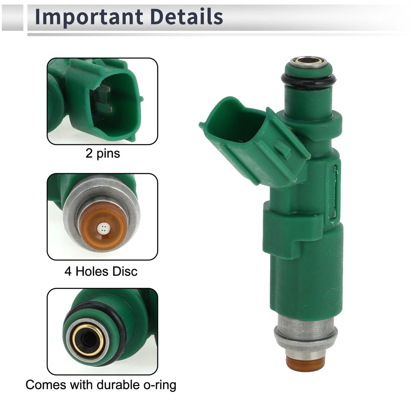 Fuel Injector 1x Green for Toyota Yaris