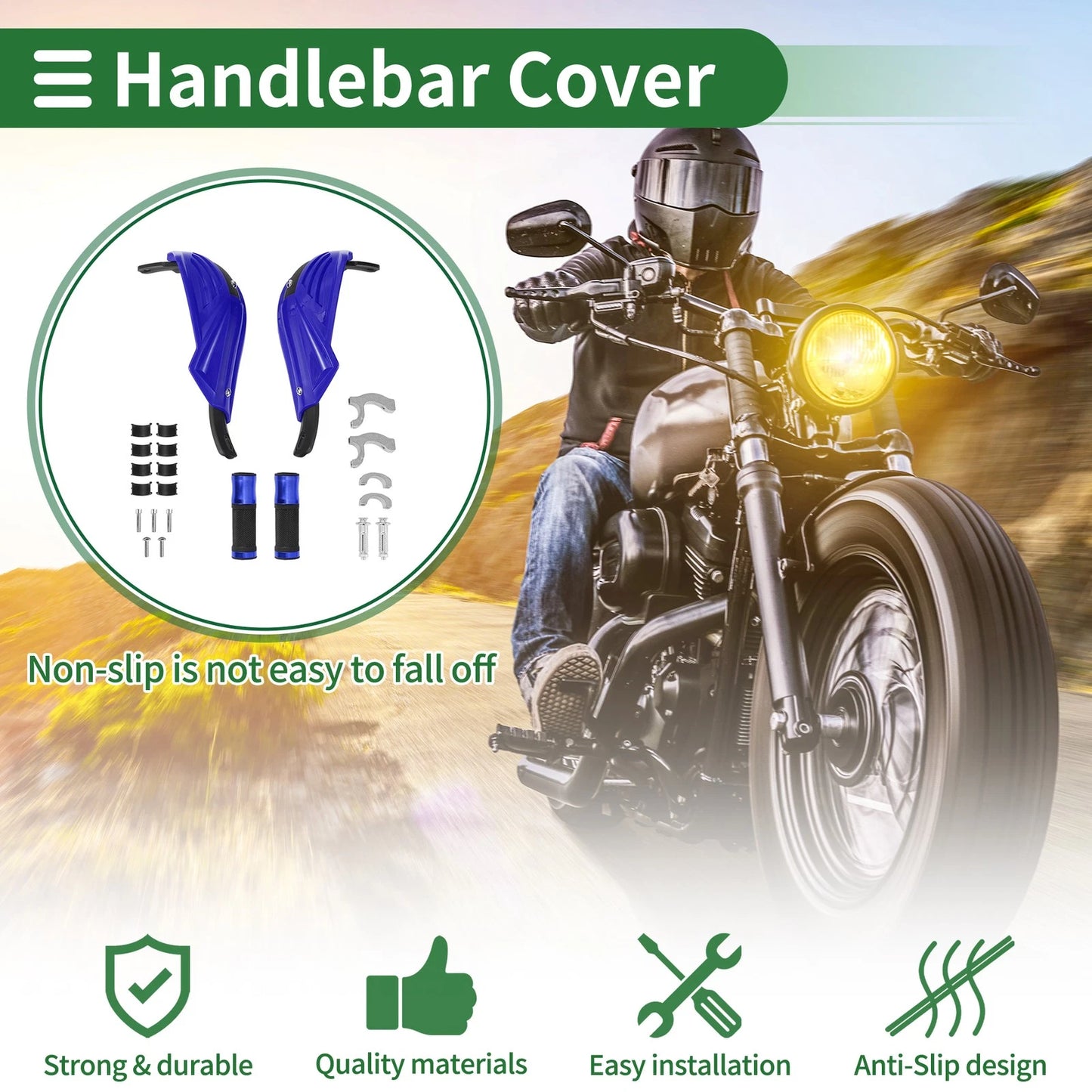 2 x Hand Grips Cover Kit for Motorcycle Rubber Diamond Pattern Blue