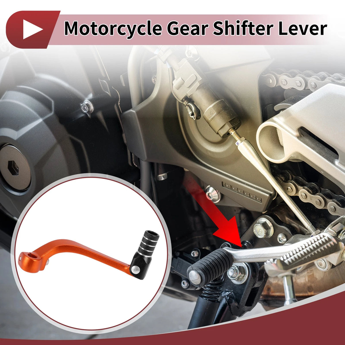 Folding Motorcycle Gear Shifter Lever for Honda CRF110F (2013-2018) Orange Black
