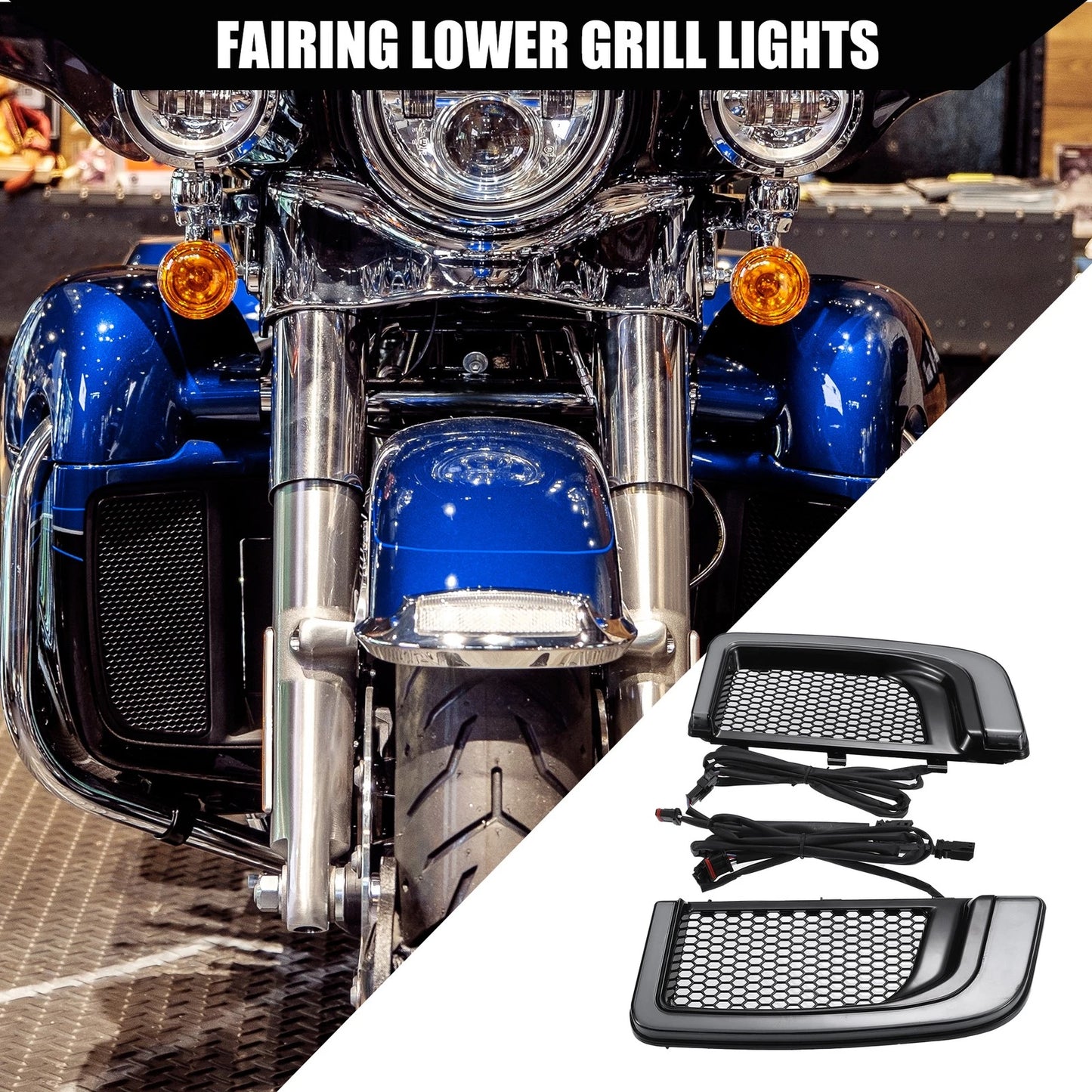 Set Motorcycle Fairing Lower Grills Turn Signals for Harley Road Glide Street