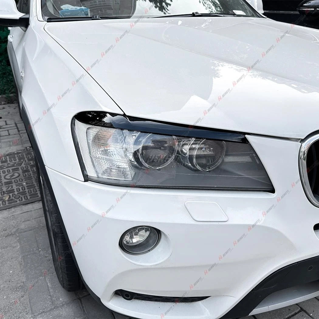 Pair Gloss Black Headlight Eye Lids Covers for BMW X3 (2011–2013)