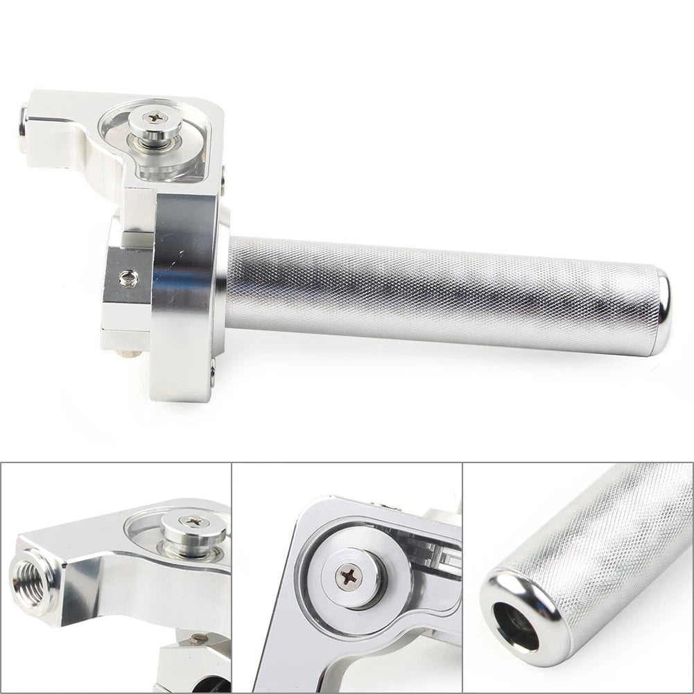 CNC 7/8'' Motor Handlebar Twist Throttle Accelerator Grip for Universal Silver