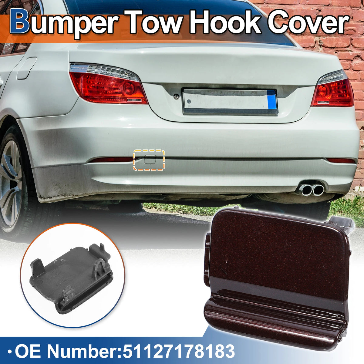 Rear Tow Hook Cover for BMW 528i 535i 550i (2008-2010) - Red