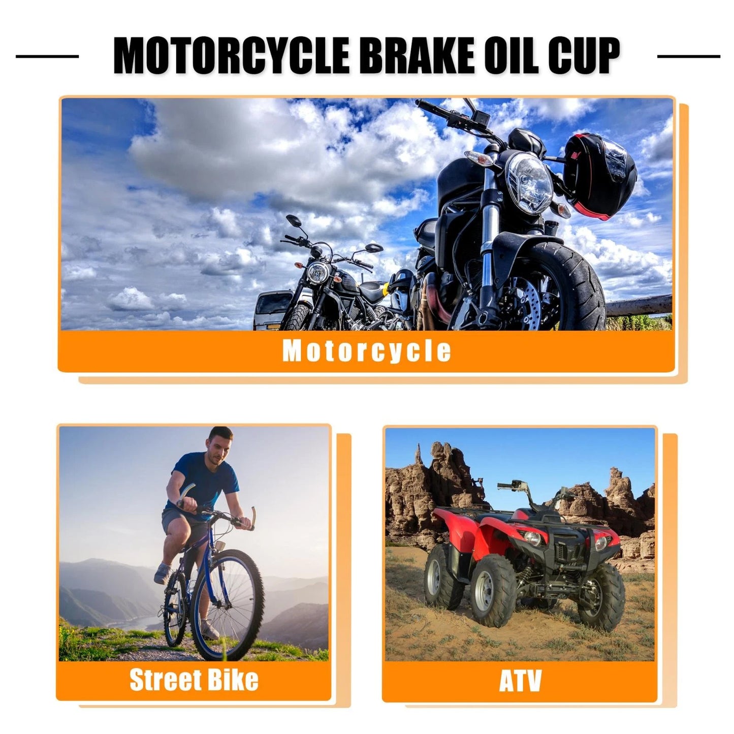 Master Cylinder Oil Reservoir Clutch Tank Oil Cup Orange for Motorcycle