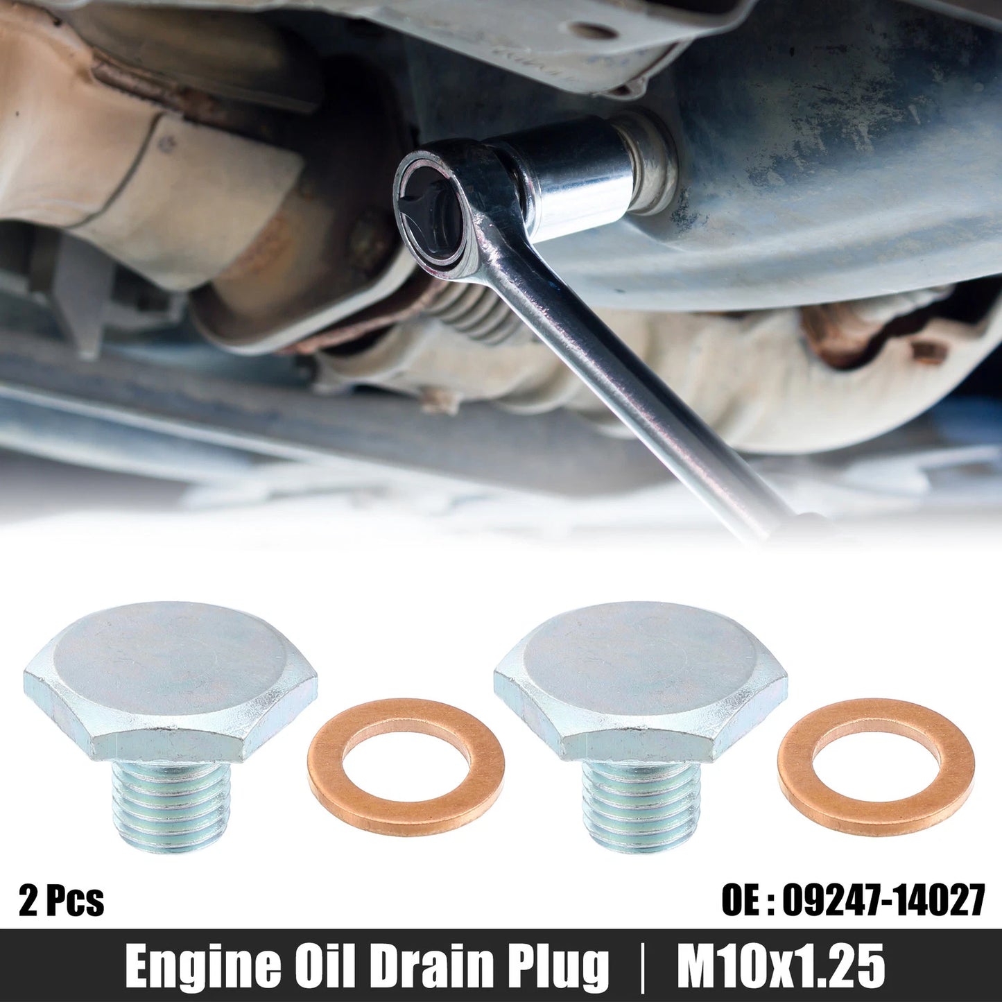 M10x1.25 Engine Oil Drain Plug Screws w/ Seal Rings for Ford