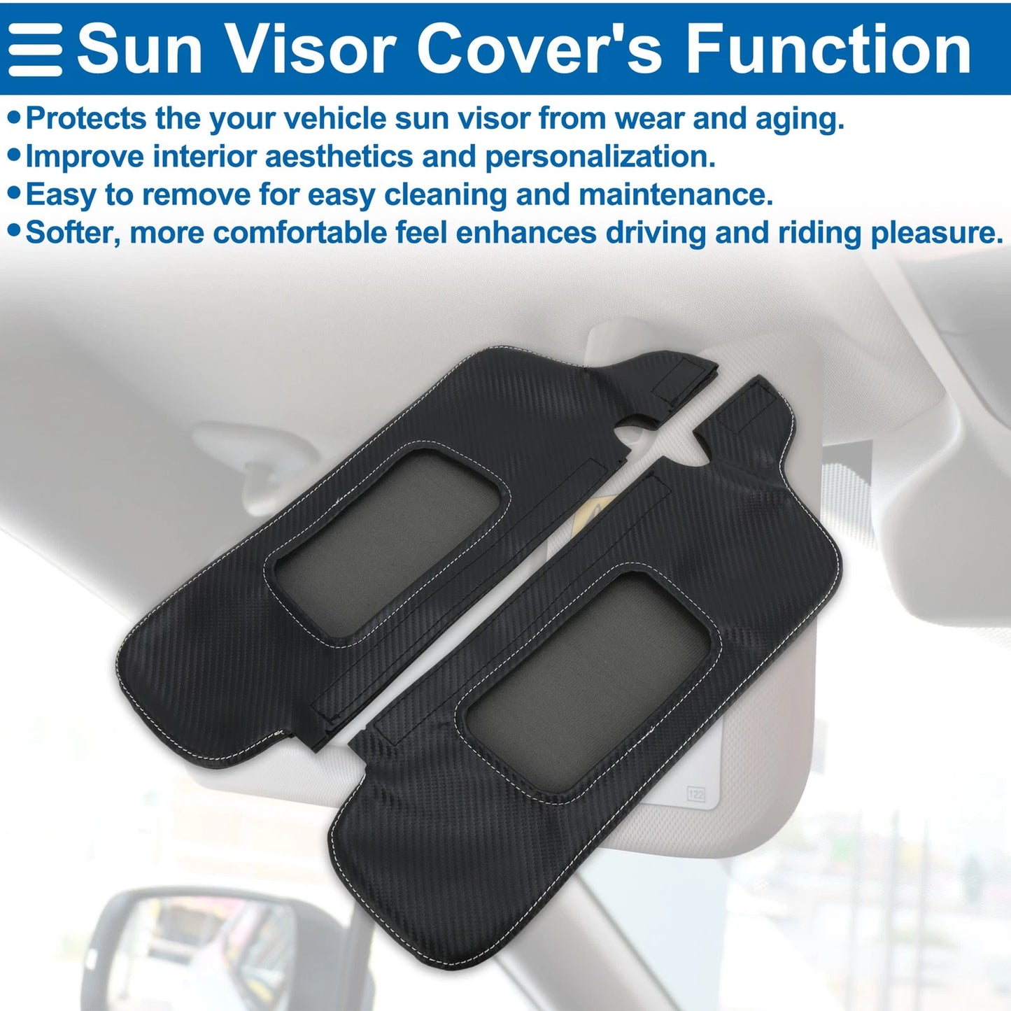 Sun Visor Covers for Ford Mustang Carbon Fiber Black