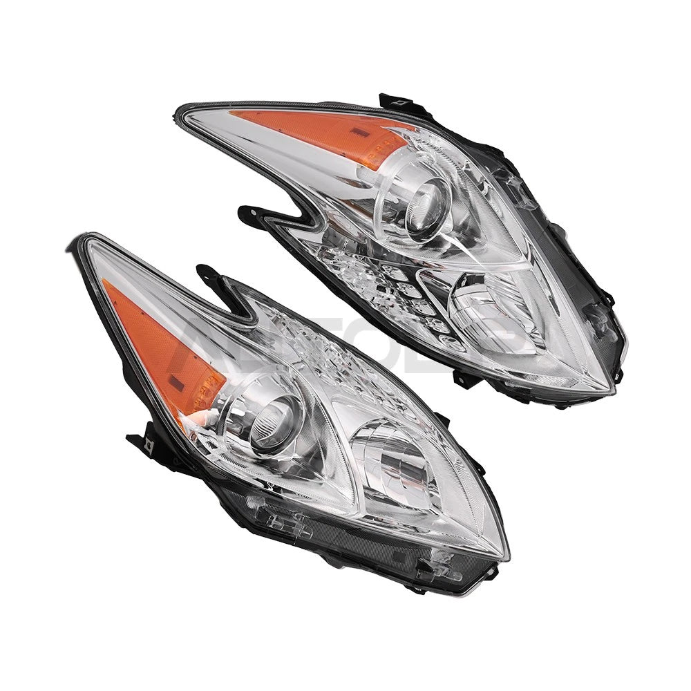 2 x Halogen Headlights Headlamps Assembly Chrome LH&RH for Toyota Prius (2010–2011)