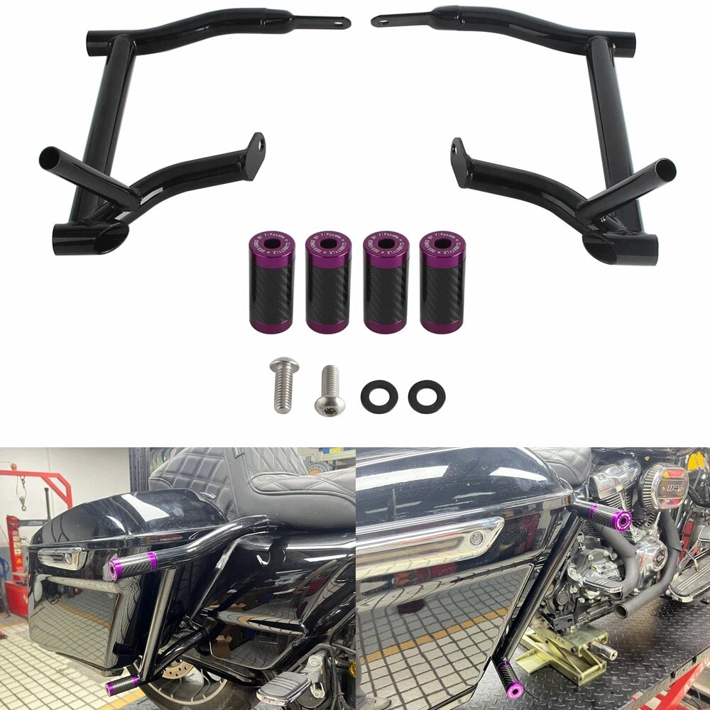 Saddlebag Guard Crash Bar & End Tube Sliders for Harley Road Glide (2015-2023)