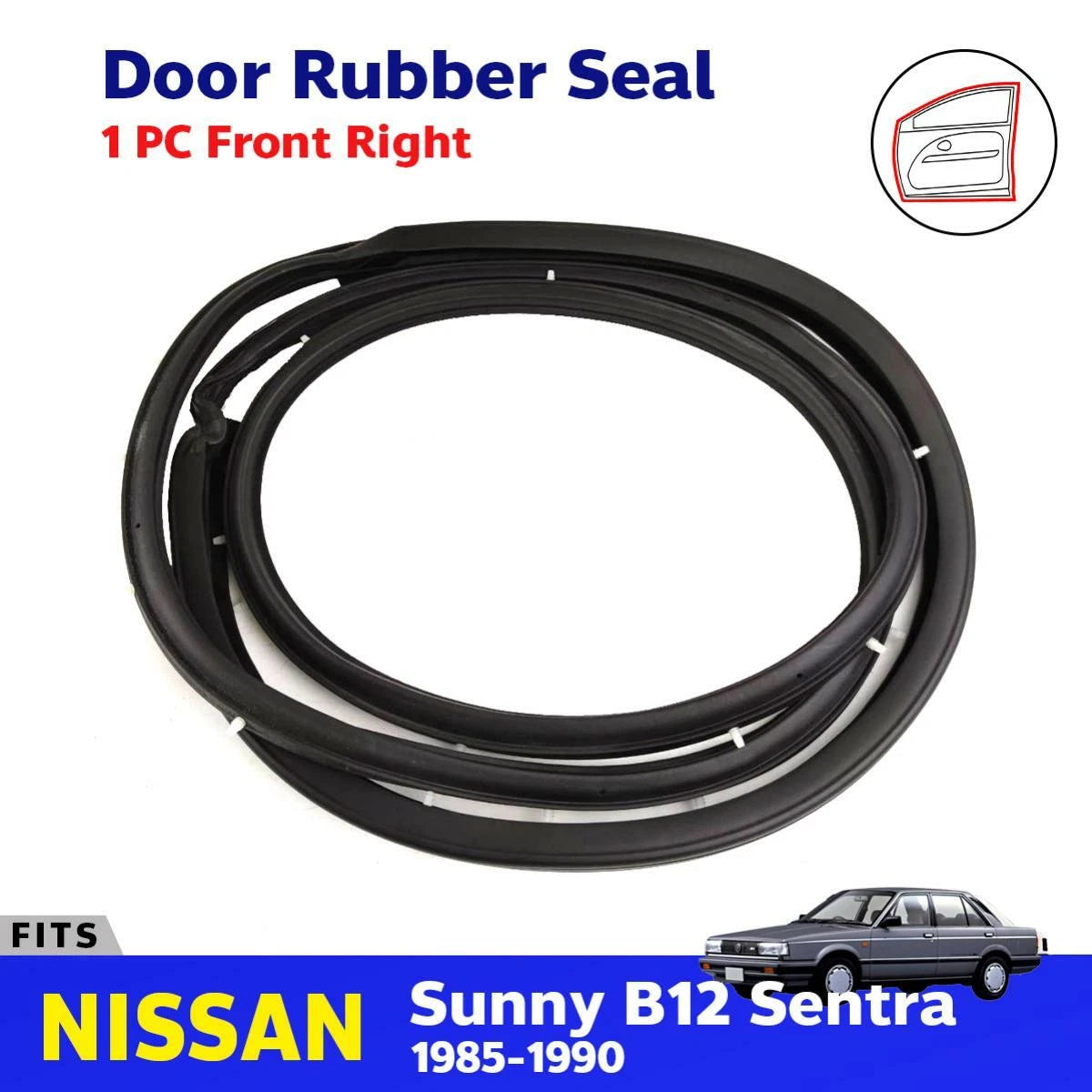 Door Rubber Weatherstrip Front RH Fits Nissan Sentra Sunny B12 4D SED 1985-90