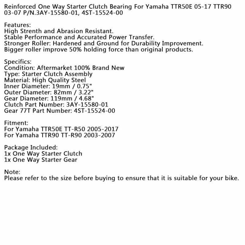 Freewheel Starter Clutch for Yamaha TTR 50E TTR90 (2003-2017)