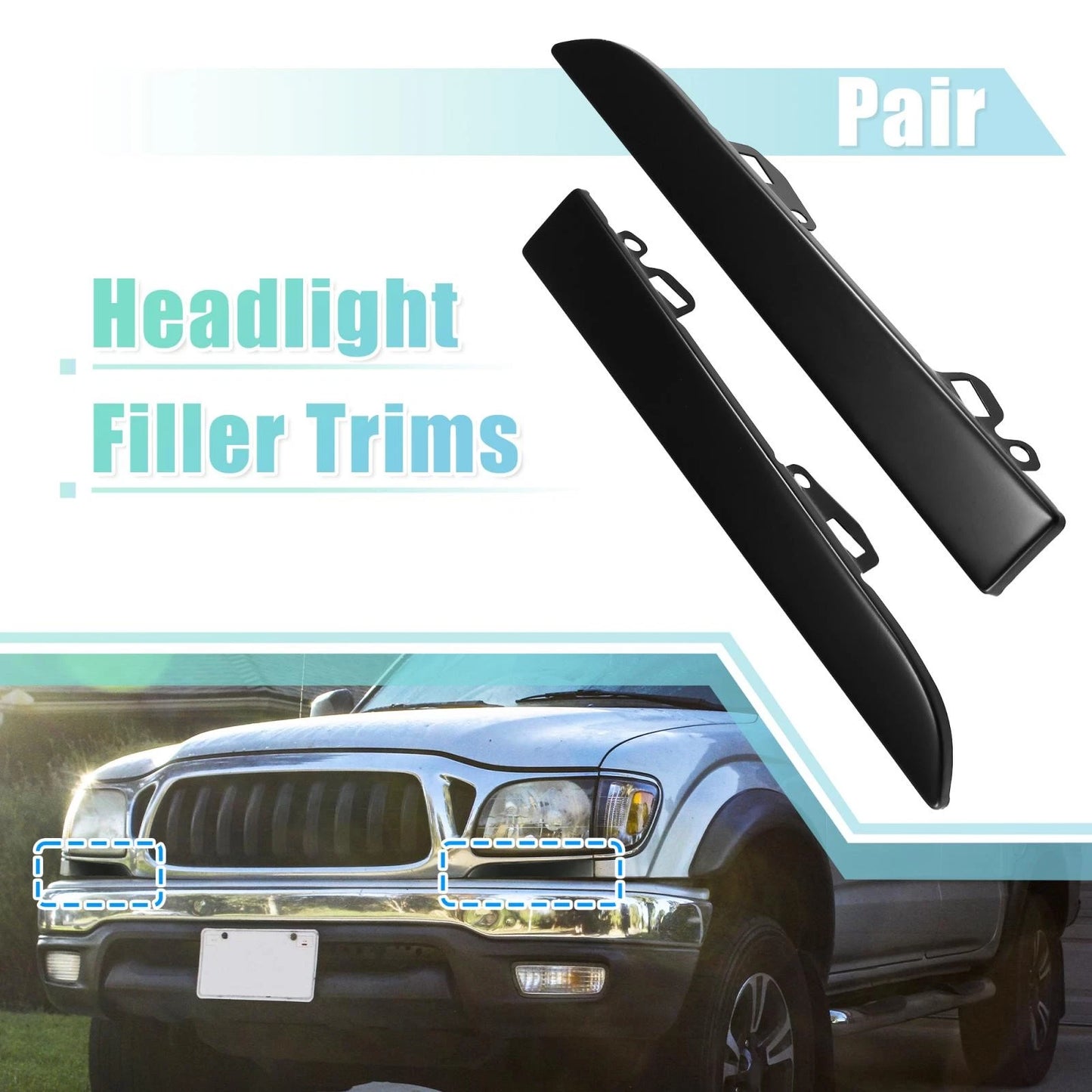 Front Bumper Grille Headlight Filler Trim for Toyota Tacoma (2001-2004)