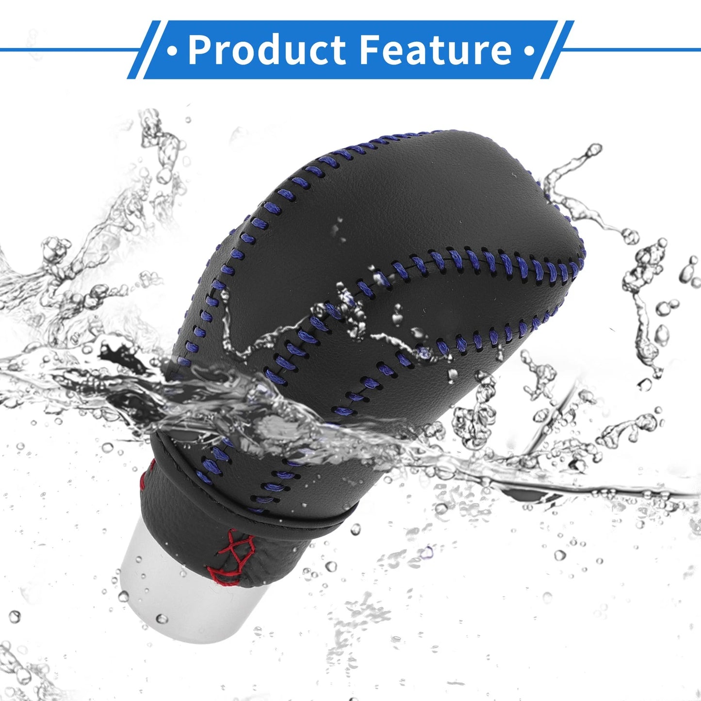 Gear Shift Knob Cover for Toyota Camry 2018-2023 Black Blue Faux Leather