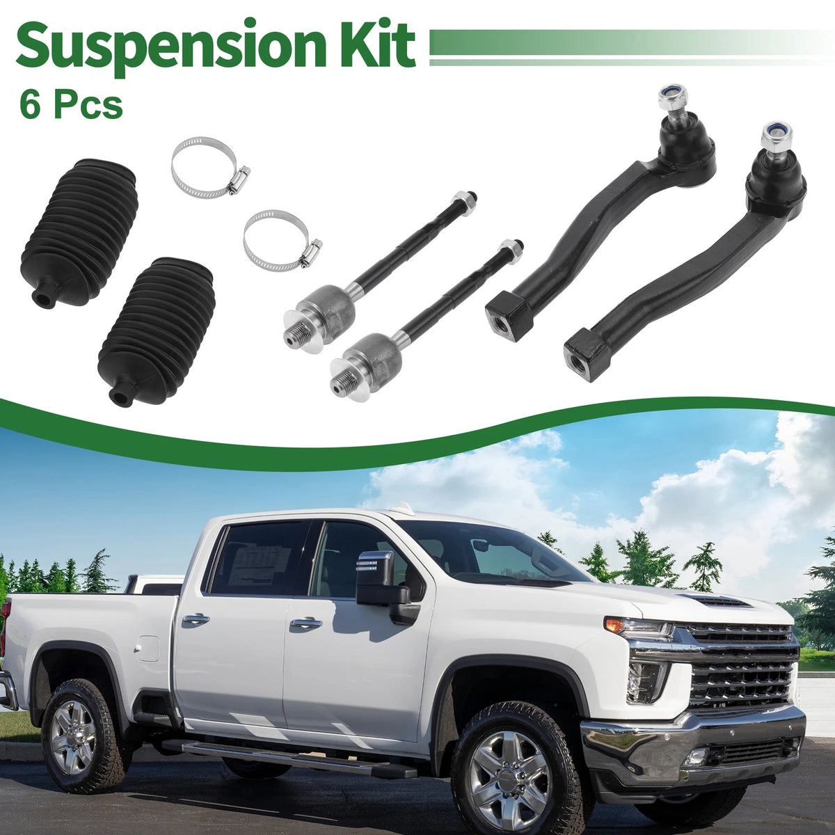 6 Pcs Front Suspension Kit Tie Rod Ends & Boots for Suzuki Swift (2004-2010)