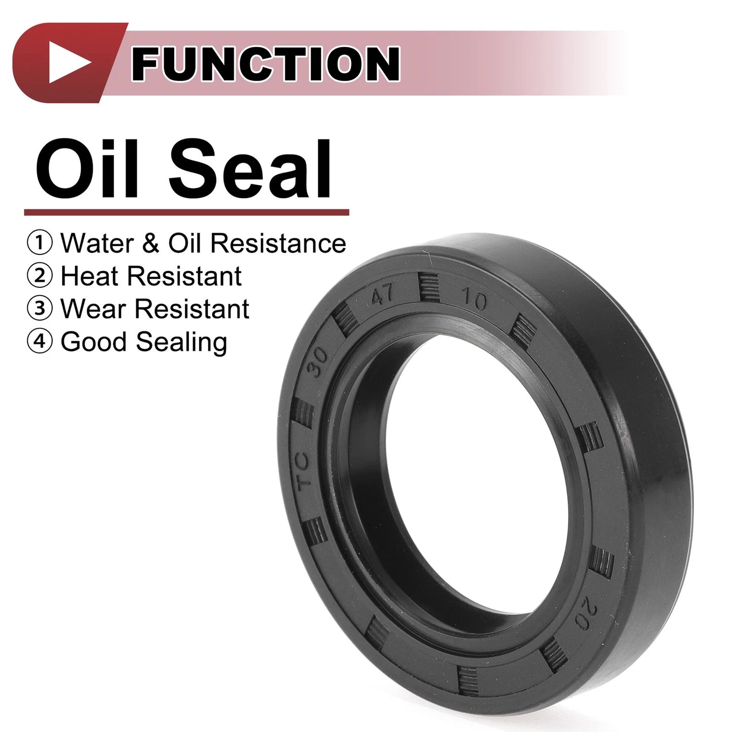 Rotary Shaft Seal 5 Pcs 30x47x10mm Nitrile Rubber Black