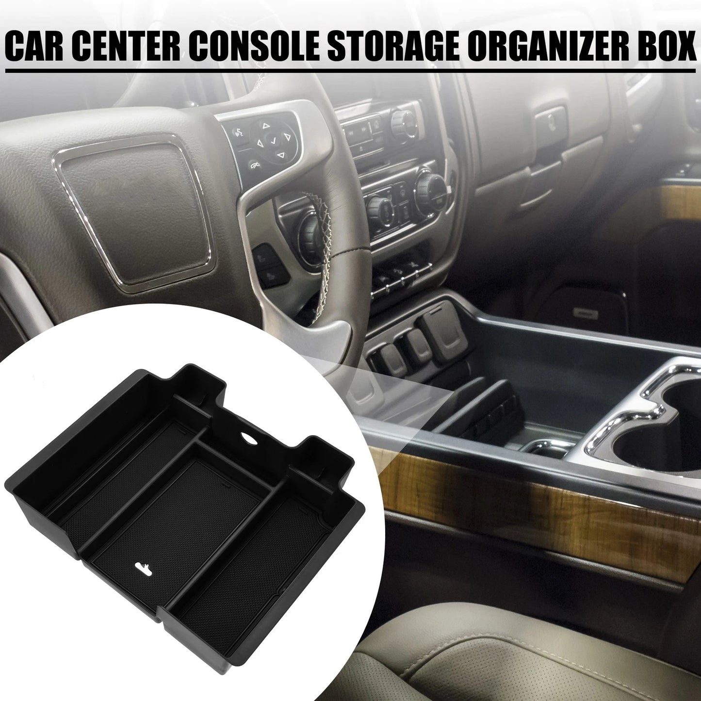 Center Console Tray Panels Organizer Box Full Size for Chevy Silverado Black
