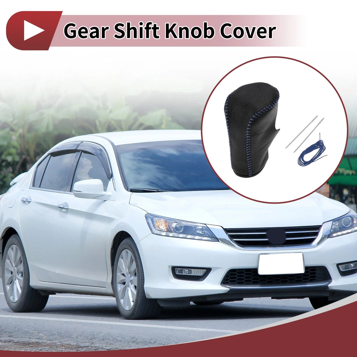 Car Gear Shift Knob Cover for Honda Accord 2008-2012 Black Blue Leather
