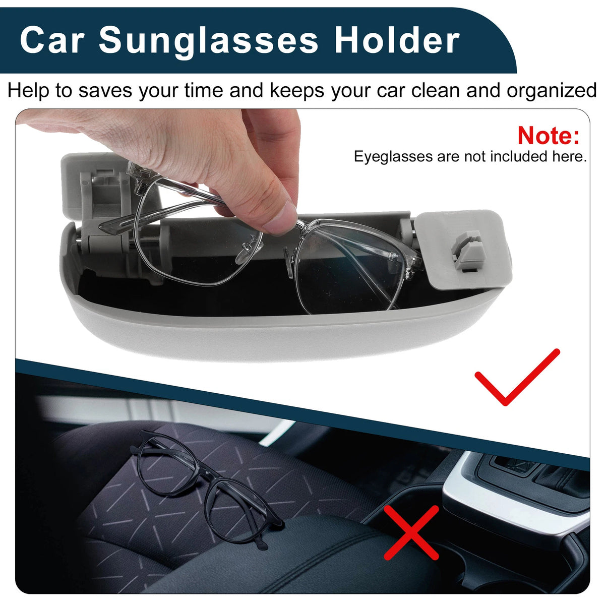 Sunglasses Case for Toyota Camry 2018-2022 Eyeglasses Holder Storage Box Grey