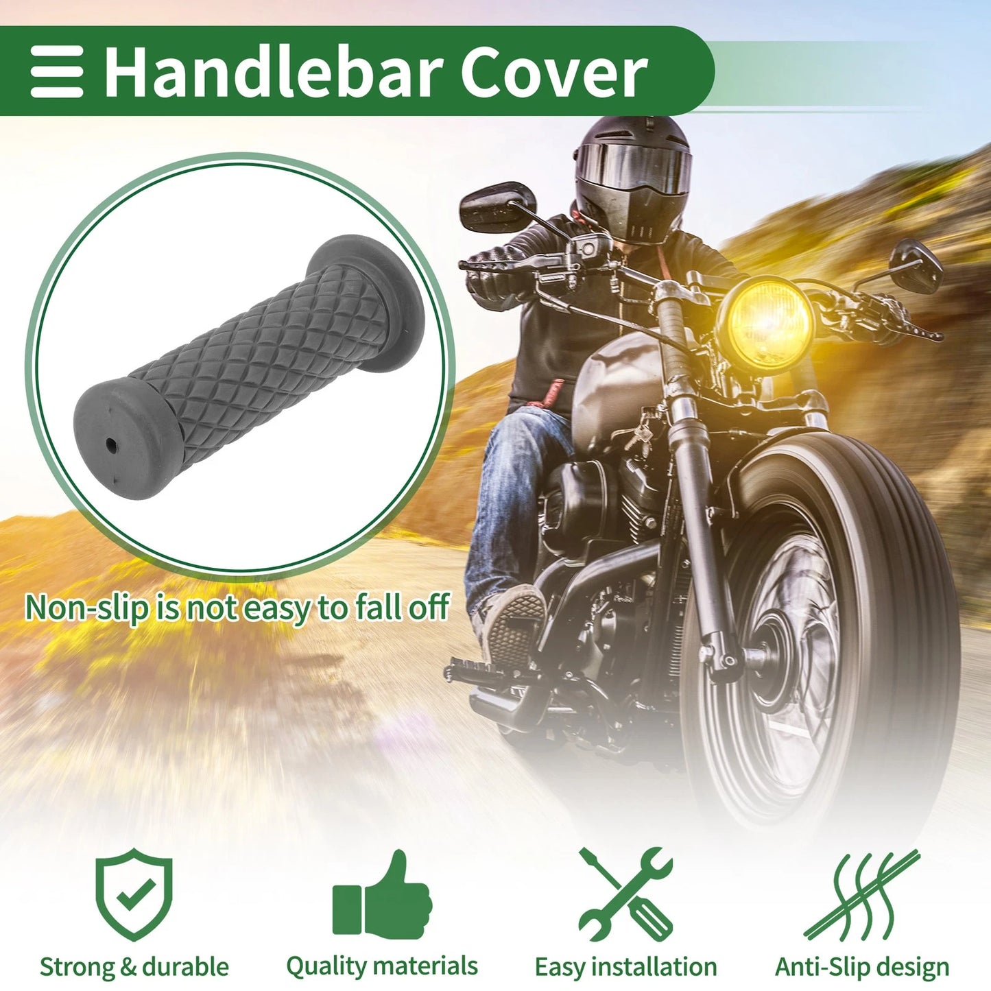 Grips / 25mm / Motorcycle Hand Grips Cover Handlebar End Grips TPU Dark Gray