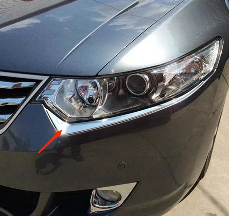 Chrome Front Headlight Eyebrow Cover Trim for Acura TSX CU2 Sedan (2009-2014)
