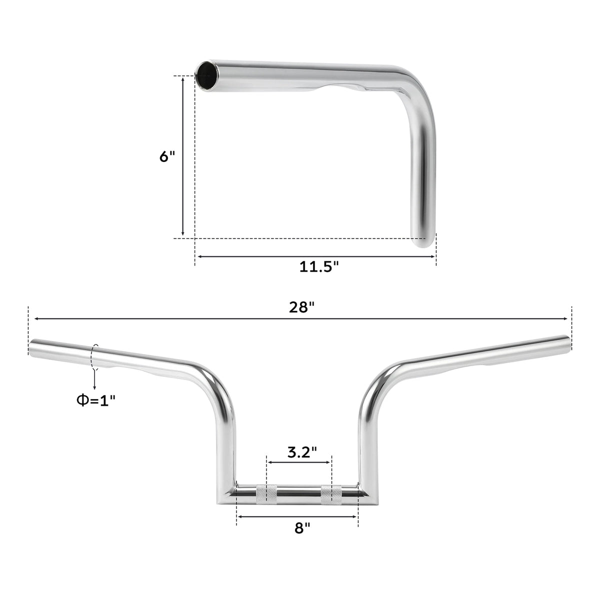 6" Rise 1" Handlebar for Harley Sportster XL883 XL1200 (2007-2014)