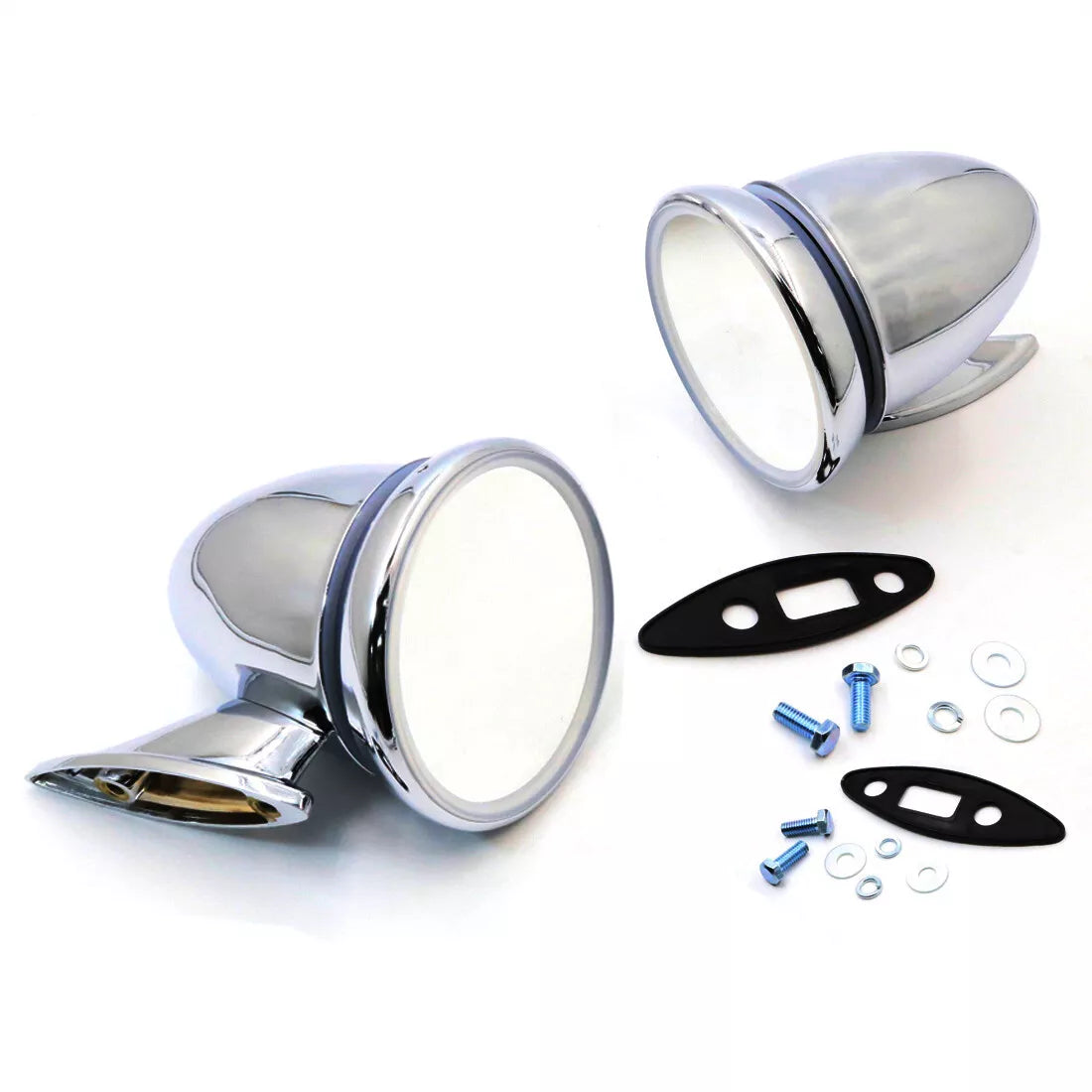 Chrome Torpedo Bullet Wing Door Mirrors x2 for Classic Car Model