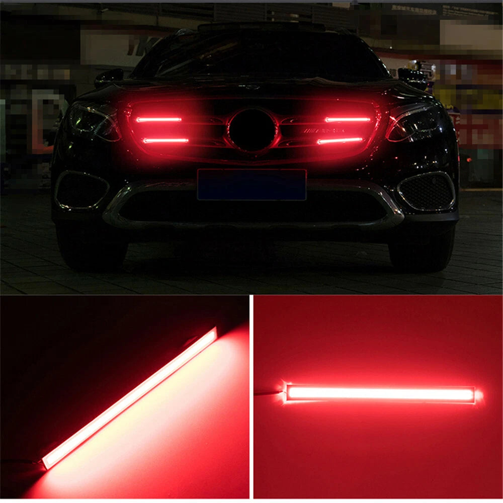 2 x 12V Red DRL COB LED Strip Light Bars for Camping Caravan Boat Car Waterproof