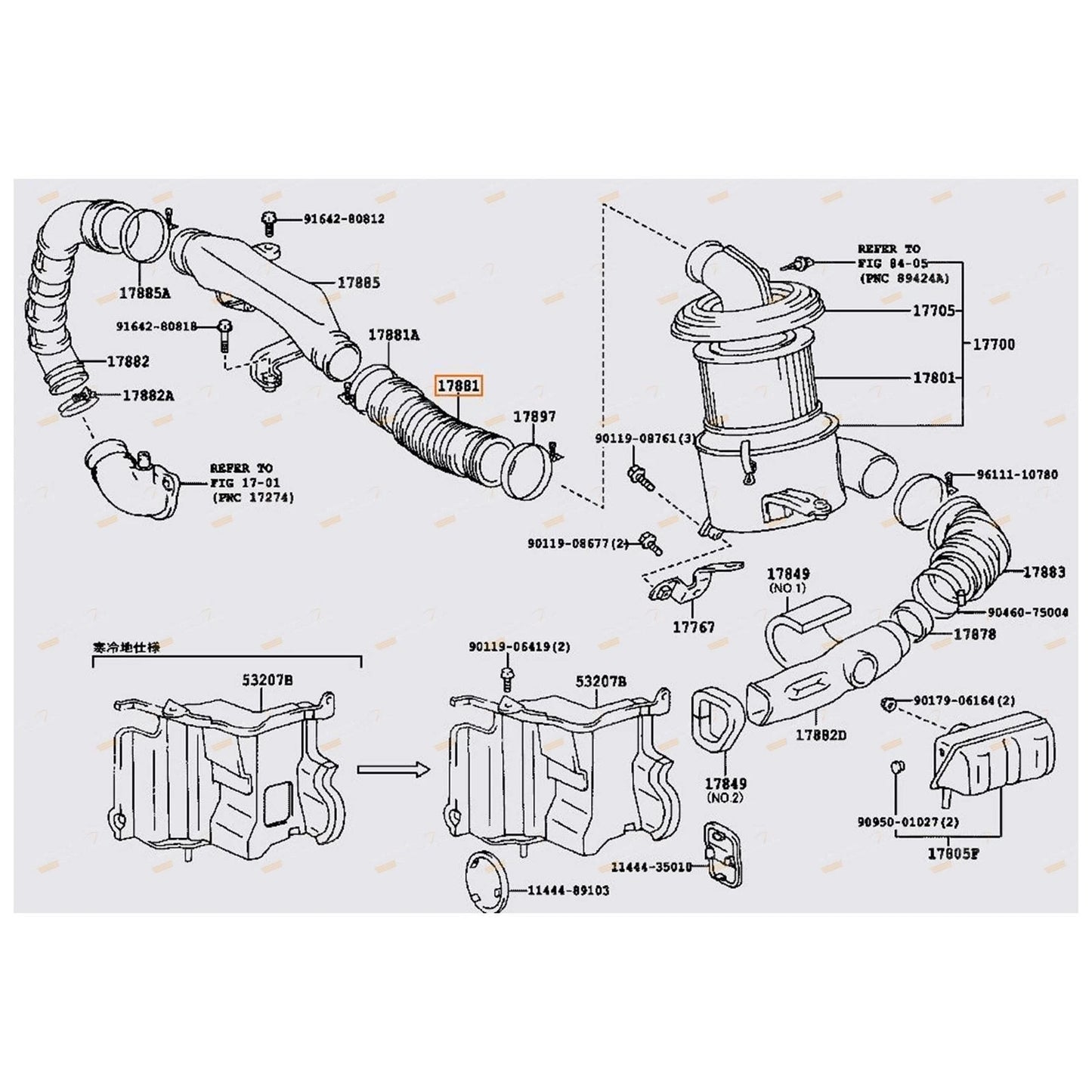 Air Cleaner Rubber Intake Hose for Toyota Hilux 4Runner Surf (1993–1997)