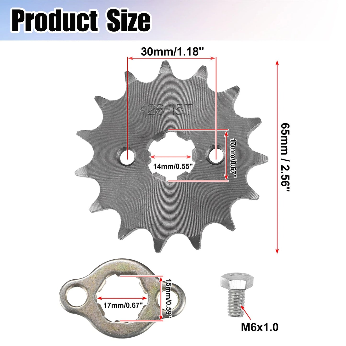 1x 15T 17mm Front Engine Sprocket for Dirt Bike Mini Bike